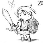 Kolorowanka Zelda z mieczem i tarczą dla dzieci.