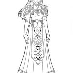 Zelda z Legendy Hyrule, postać do kolorowania dla dzieci.