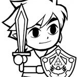 Kolorowanka Zelda z mieczem i tarczą dla dzieci.