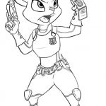 Kolorowanka Zootopia z zajączkiem w akcji do druku.
