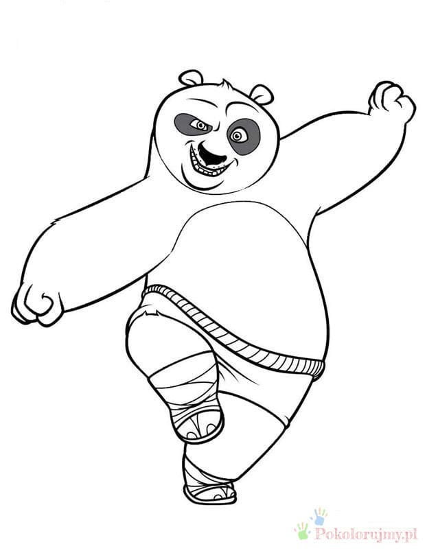 Panda ćwicząca sztuki walki Bajkowa panda w dynamicznej pozie kung-fu - kolorowanka