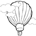 Kolorowanka balon na niebie z chmurami do druku dla dzieci.