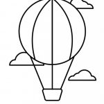Prosta kolorowanka balon na niebie do wydrukowania dla dzieci.