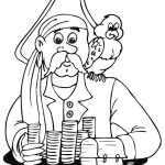 Piraci z papugą na kolorowance do druku dla dzieci.