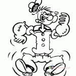 Popeye w kolorowance do wydrukowania dla dzieci.