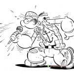 Popeye w kolorowance do wydrukowania dla dzieci.
