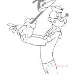 Popeye do kolorowania, czarno-biała ilustracja dla dzieci.