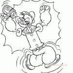 Kolorowanka Popeye, postać z kreskówki dla dzieci do druku.