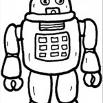 Prosty robot do kolorowania dla dzieci, czarno-biały obrazek.