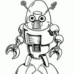 Prosty robot do kolorowania dla dzieci, czarno-biały obrazek.