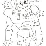 Kolorowanka robota z planetami i gwiazdami do druku dla dzieci.