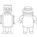 Roboty do kolorowania dla dzieci, czarno-białe obrazki do druku.
