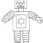 Prosty robot do kolorowania z kwadratowym ciałem i spiralnymi ramionami.