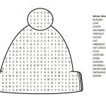 Zimowa kolorowanka z napisem Winter Word Search dla dzieci.