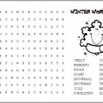 Zimowe słówka do kolorowania dla dzieci, obrazek z napisem Winter Word Search.