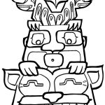 Kolorowanka totem z orłem, lwem i innymi zwierzętami do druku.